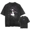 Men's Women's Vintage Washed Cotton T Shirt Streetwear Anime Solo Leveling Graphic Print Tops Harajuku Loose Short Sleeve Tees