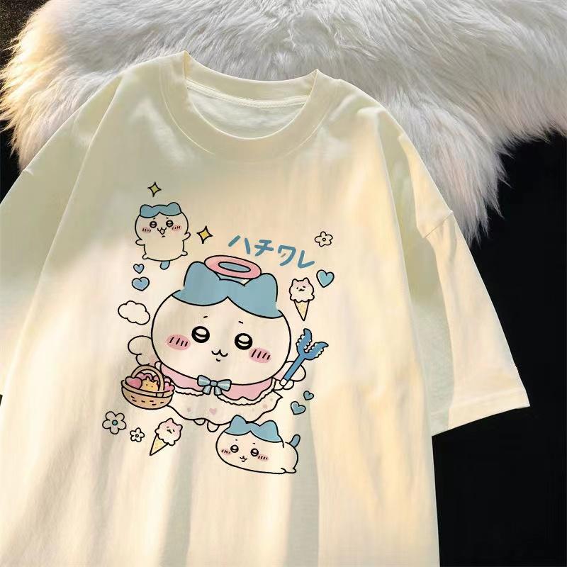 Miniso Anime Chiikawa T-Shirt Women Men Harajuku T-Shirts Short-Sleeve Y2K Fun Tops Summer Cotton Round Neck Oversized Tees Tops