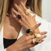 Neuer Vintage Eleganter Schwarzbrauner Schattierungs Harzstein Dicker Metallring Damen Mode Einzigartiger Charme Party Mädchen Schmuck Geschenk 2026
