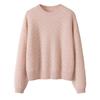 Suéter de Cachemir Puro Cuello Redondo Hombro Caído - Grueso, Holgado, Adelgazante, Manga Larga - Prendas de Punto Versátiles para Mujer Otoño/Invierno