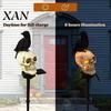 Decorative Cemetery Stakes for Parties LED Solar Crow Skull Light, Waterproof Halloween Pathway Gothic Weatherproof Lights Outside on Skeleton