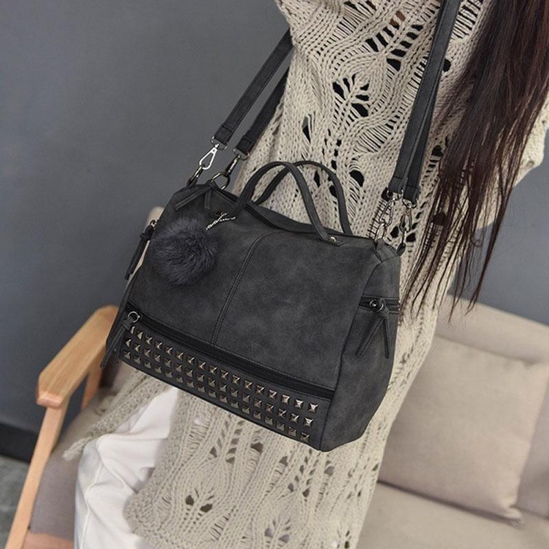 Fashionable And Functional Solid Rivet Shoulder Messenger Crossbody Bags For Women