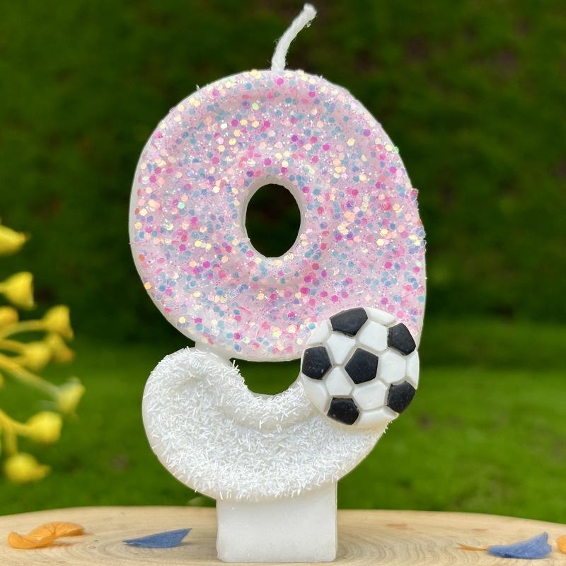 Sports Football Chiffres Bougies d'Anniversaire Décoration de Fête Bougies d'Anniversaire Faites à la Main
