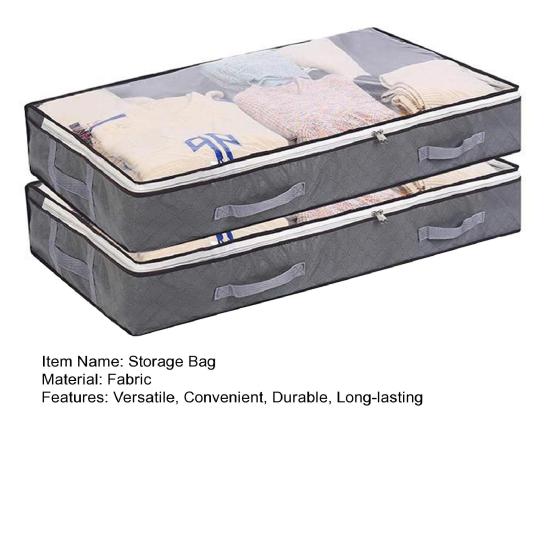 2Pcs Under Bed Storage Bag Durable Space-saving Zipper Closure Clothes Storage Containers for Home Bedroom