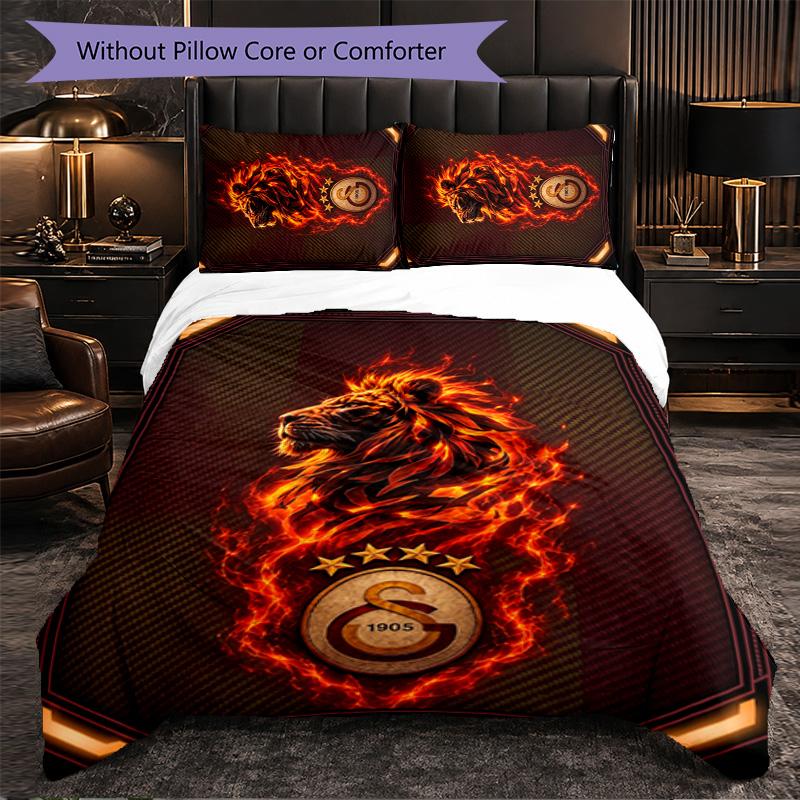Galatasaray FC Themed Bedding 3Pcs Duvet Cover Set Decorative Bed Linen For Teen Room Home Decoration