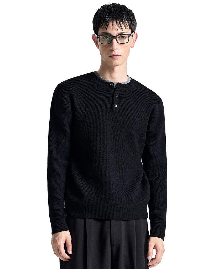 COSTUME O’CLOCK Daily Slim Fit Henley Neck Knit 6 Color Cooskt075
