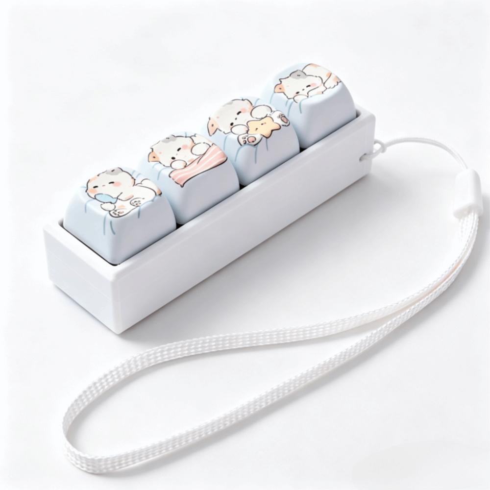 Mini Keycap Keycap Fidget Keychain 4 Keys Finger Button Press Toy Keychain Keychain Accessories