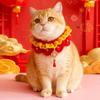 Festive Chinese Style Wool Knit Pet Scarf - New Year Neck Gaiter for Cats & Dogs