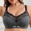 Plus‑Size Bra with Lace Trim Ultra‑Thin No‑Pad Wireless Women Lingerie