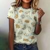 Cat Women Clothing Print Tshirt Summer Crew Neck Short Sleeve Loose Casual Top Cute Print Short Sleeve Womens Fashion Tshirt