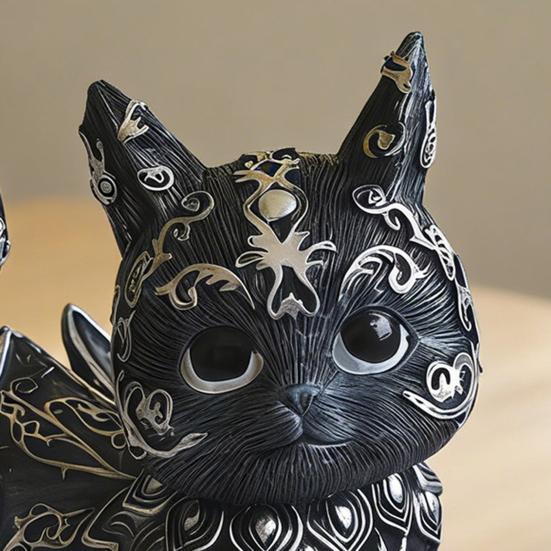 Black Cat Statue Small Resin Cat Figurine Decorative Gothic Animal Sculpture