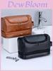 Men Double Layer Travel Toiletry Bag With Waterproof Pu Material For Business And Outdoor Use