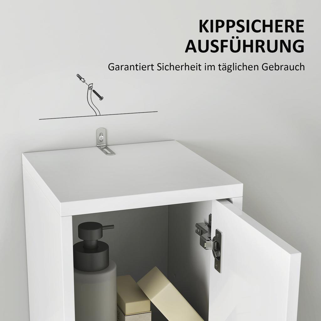 178 Cm Narrow Tall Bathroom Cabinet - White