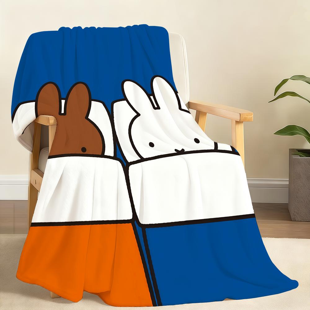 Kawaii M-Miffy Blanket Soft Throw Blanket for Home Bedroom Bed Sofa Picnic Travel Office Rest Cover Blanket Gift