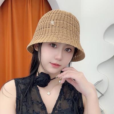New Women's Bucket Bucket Hat Straw Versatile Breathable Basin Hat Outdoor Travel Covering Sun Hat