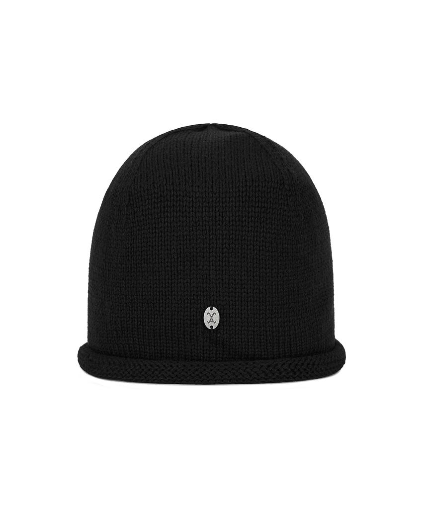 Bajal Va Curved Oval Metal Roll-Up Beanie Black
