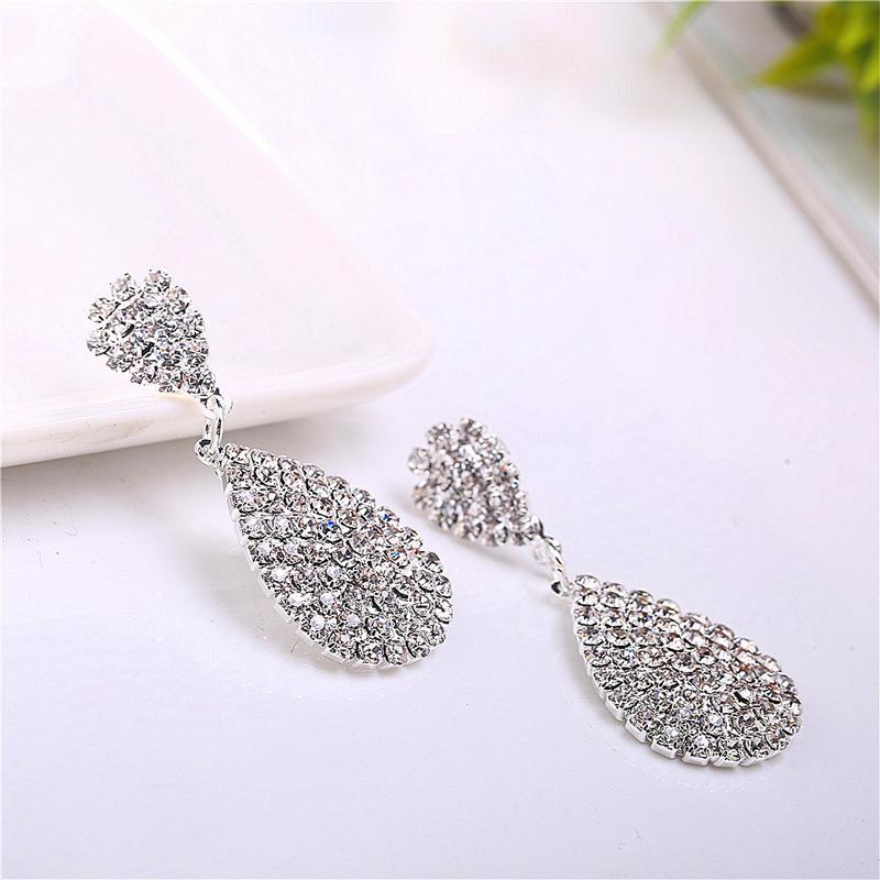 Mode Ohrstecker Brautschmuck Accessoires Damen Ohrringe Diamant Krallenkette Schmuck Doppelter Wassertropfen