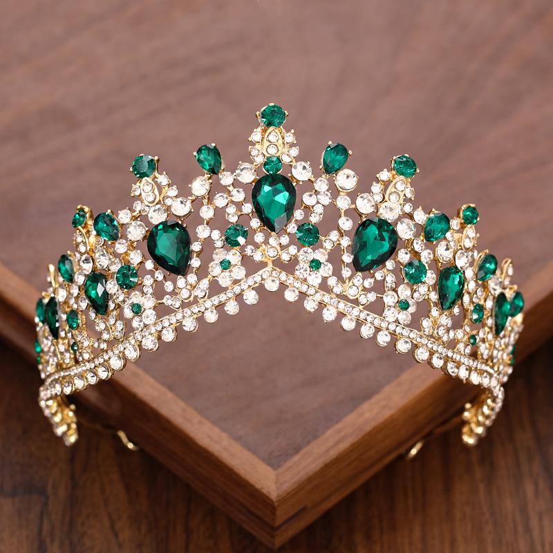 Vintage Baroque Queen Crown and Tiara Crystal Rhinestone Crown Bridal Diadem Hair Jewelry Wedding Hair Accessories Party Tiaras