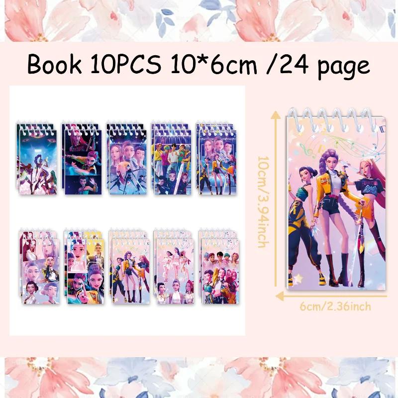 10pcs Demons Hunters Notebook Rumi Zoey Notepads Student Hand Ledger PP Coil Book Student Stationery Celebration Supplies Toy Present