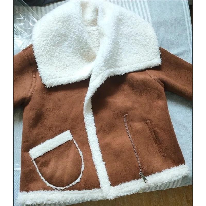 Automne Femmes Décontracté Chaud Faux Mouton Manteau Grand Revers Veste Moto