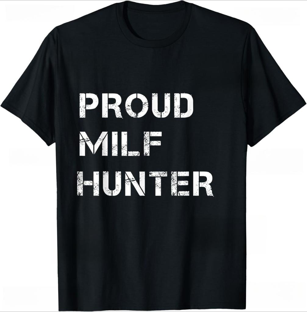 SpringSummer MILF Hunter Fun Pattern Letter Printed Cotton Mens Womens Tshirt Fashion Casual Short Sleeve Round Neck Tshirt