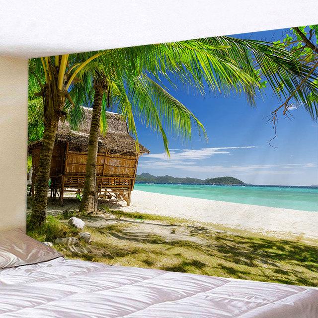 Natură peisaj marin Tapiserie pe malul mării Cocotier Ocean Plajă Tapiserie agățată pe perete Artă decorativă Decor pentru casa Tavan de fundal