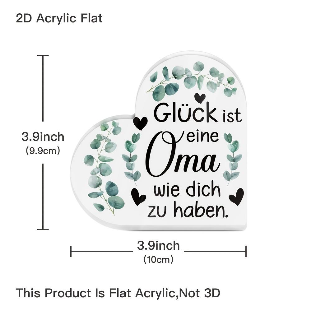 1pc Heart-Shaped Acrylic Sign - 'Happiness Is Having A Grandma Like You' in German, Green Leaf & Heart Design, Perfect Desktop Decoration  