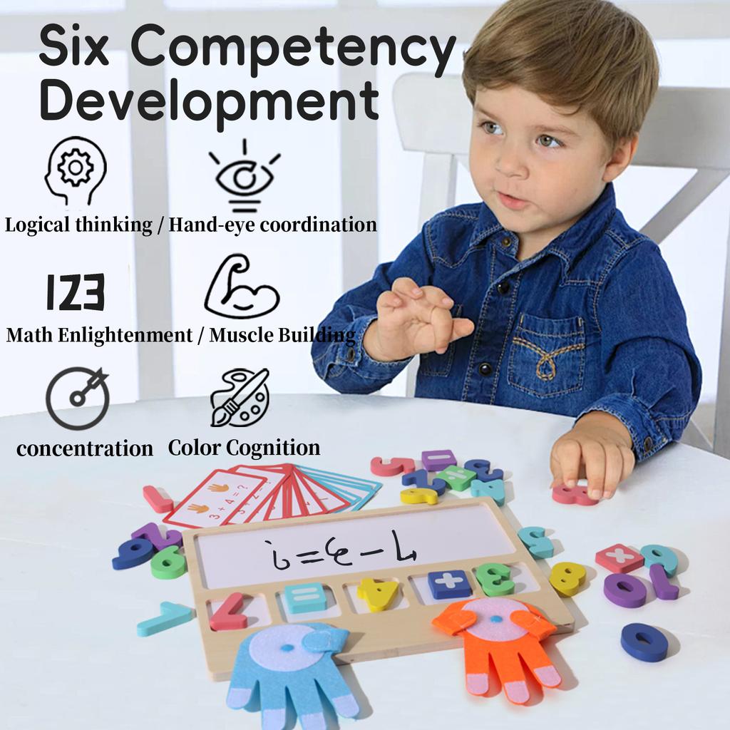 Tabla de Desen Aritmetică cu Degete din Lemn Labirint Jucării Educative Învățare Operații Matematice Adunare Scădere Tablă Cognitivă de Potrivire