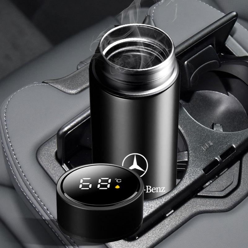 Car Smart Thermos Bottle With Temperature Display Coffee Cup For Mercedes Benz AMG W212 W205 W246 W177 W176 W213 GLC GLE GLS ML Welcome Laser Lamp