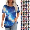 T-shirt Top Décontracté Mode Femme Imprimé Ciel Col Rond Manches Courtes