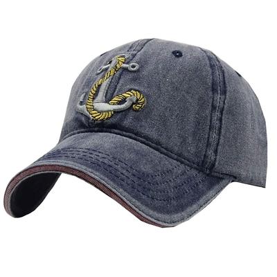WHITE FANG Hat Vintage Damaged Cap Anchor Logo Cool Stylish CA263 Men's (01 Blue)