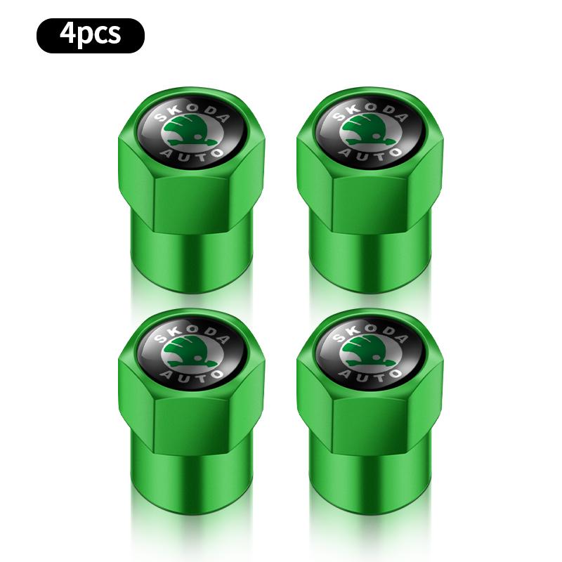 4Pcs Car Goods Dustproof Cap Car Tire Valve Stem Caps Bolt-In For Skoda A7 Fabia Kamiq Karoq Kodiaq Octavia Rapid Scala Superb BD8