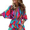 Autumn Batwing Sleeve V-neck Irregular Hem Dress