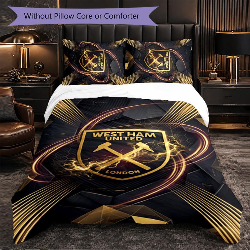West Ham United Ποδόσφαιρο Σετ Κλινοσκεπασμάτων 3 Τεμαχίων Μαλακό Σετ Κάλυμμα Παπλώματος με Μαξιλαροθήκες Τυπωμένο Σετ Διακόσμησης Υπνοδωματίου για το Σπίτι