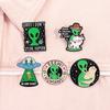 ET Alien Enamel Pin UFO We Come To Party Save A Horse Ride A Cow Funny Cowboy Western Brooches Lapel Backpack Badge Jewelry Gift