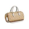 Coach Lacey Canvas With Leather Boston Bag, Handbag, Shoulder Bag, Crossbody Bag Small Womens Khaki