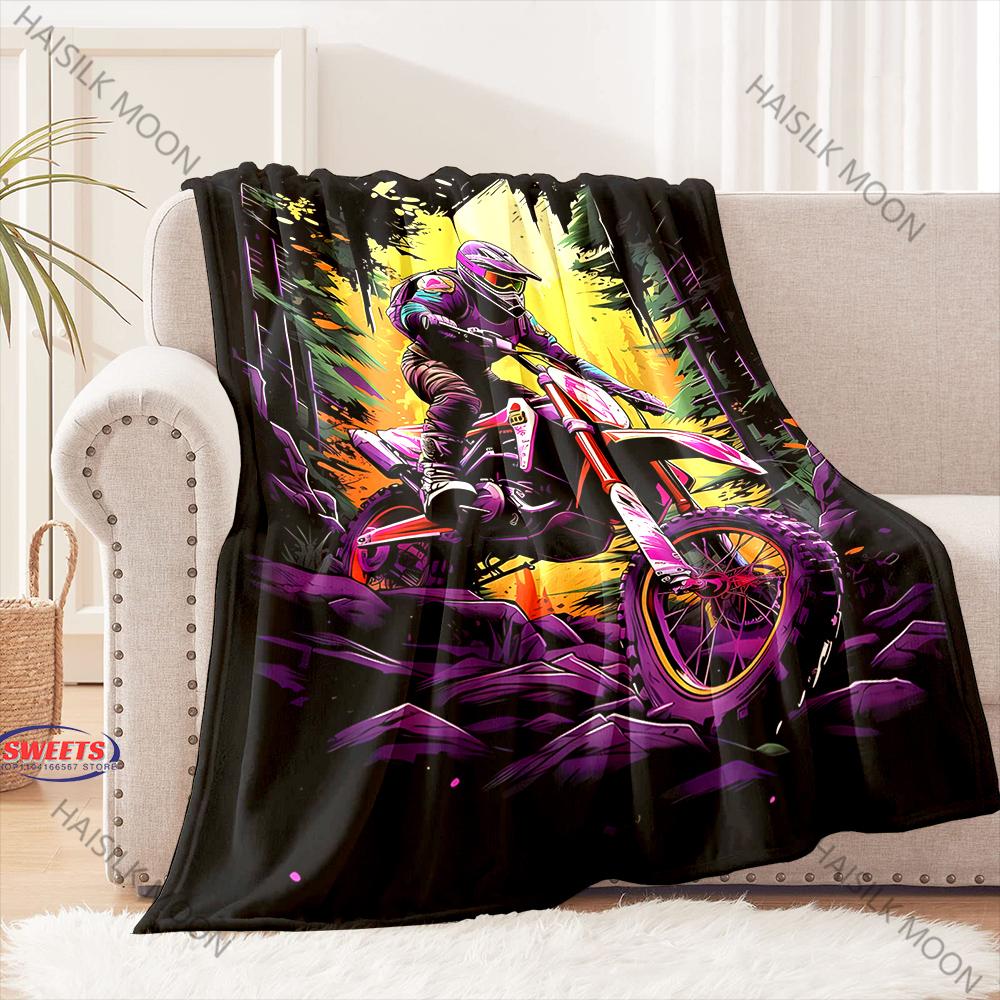 Motorcycle Lovers Gifts Multi Size Blanket for Boys Soft Warm Blanket for Couch Bed Office Surprise Gift for Husband and Son