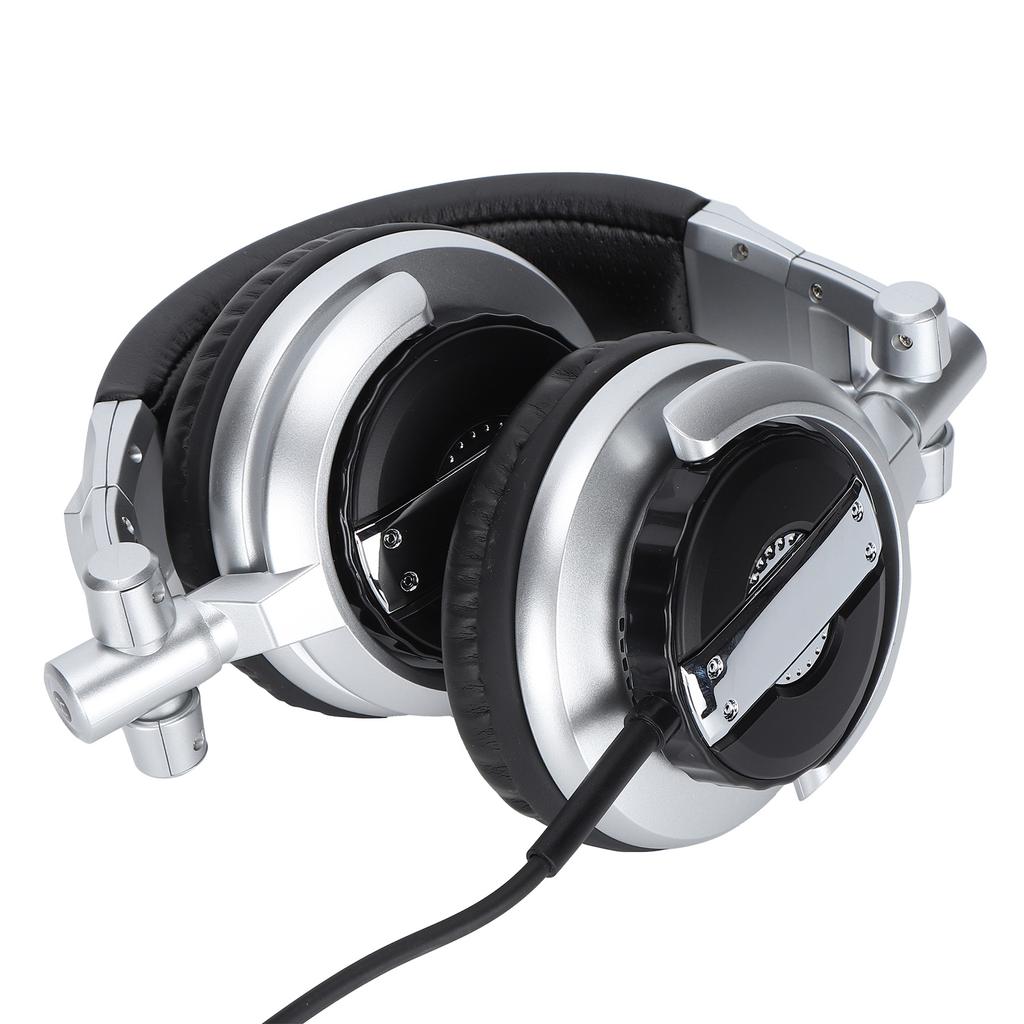Headset HeadMounted Hifi Rotating Foldable Studio Monitor Headphones for VR Room Recording Gaming(Silver )