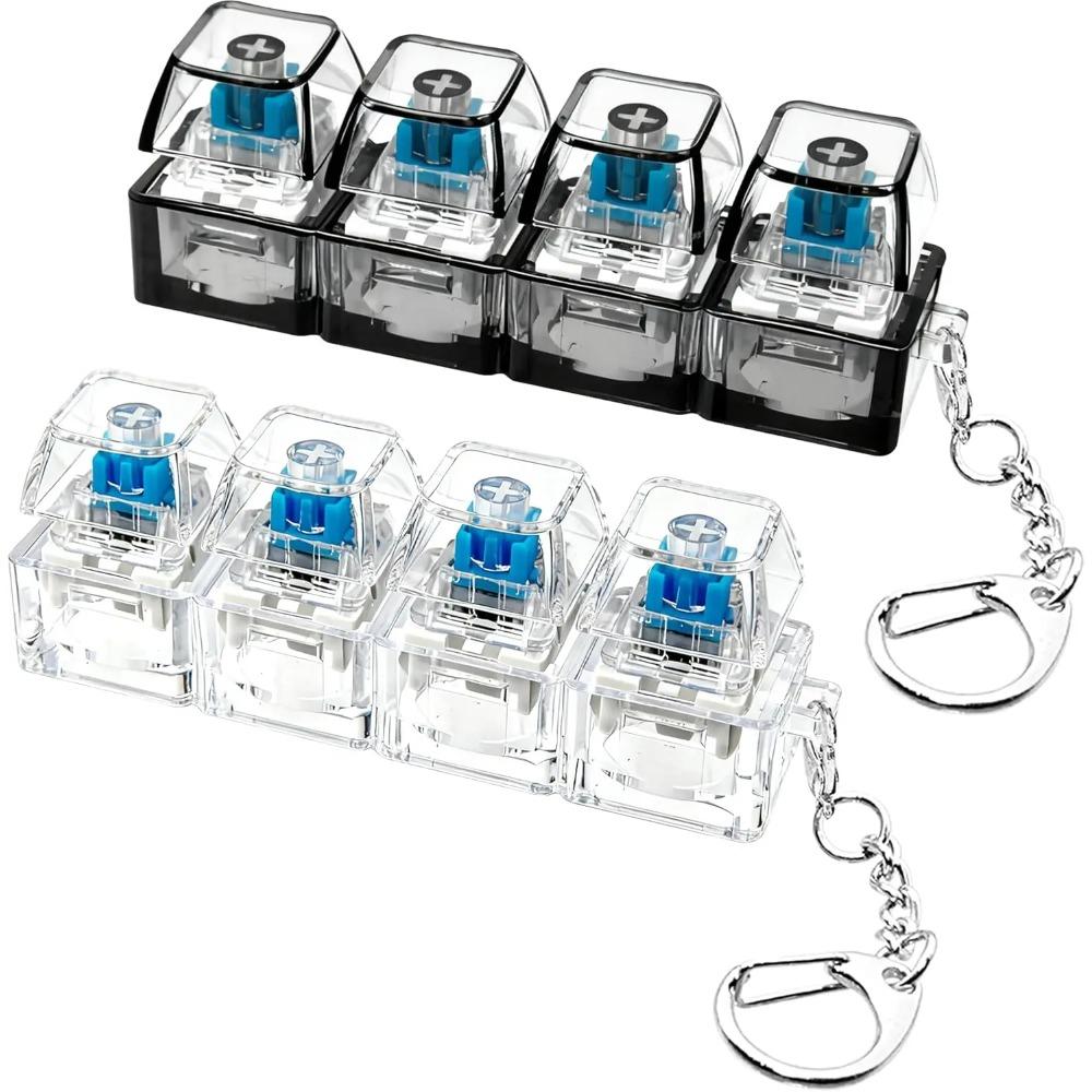 LED Light-Up Keychain Keyboard Clickable Button Fidget Toy for Stress Anxiety Relief Portable Desk Accessory Office Decor Gift