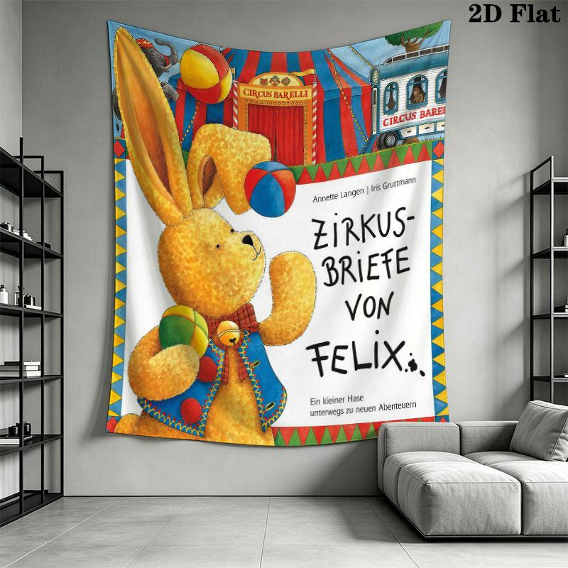 Felix Circus (2) Wall Tapestry Aesthetic Wall Hanging Printed Fabric Blanket Decorative Tapestries for Bedroom Living Room Home Decor