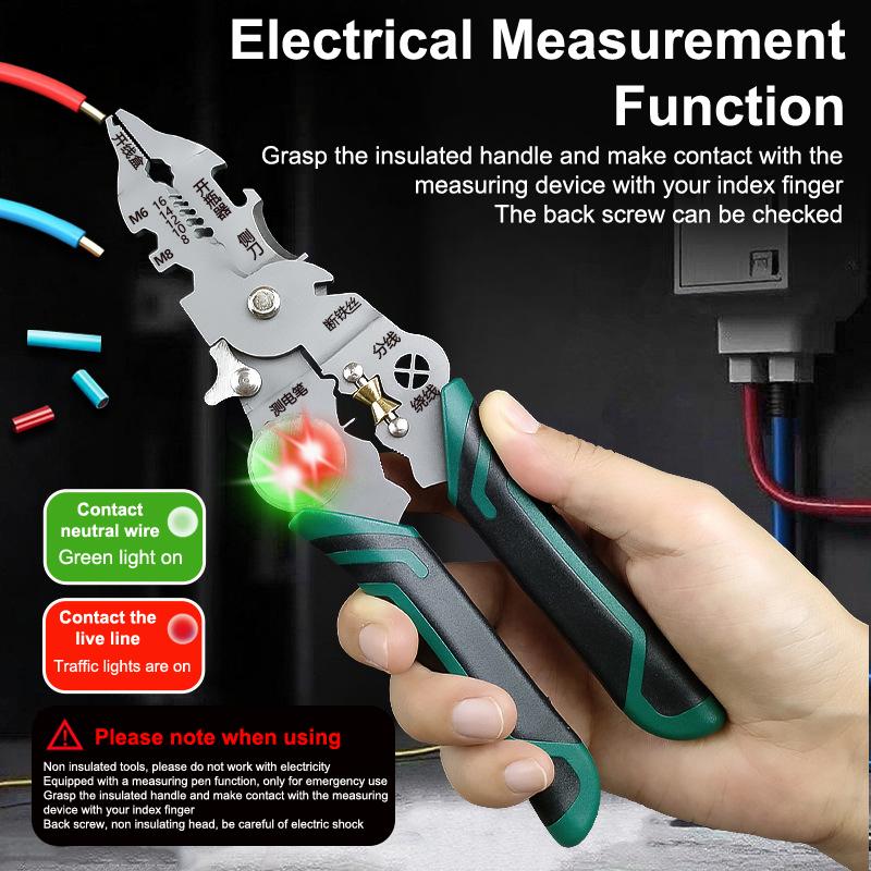 10In1 Foldable Wire Stripper Pliers Electrician Scissors With Electricity Measurement Pulling Cable Tool For Wire