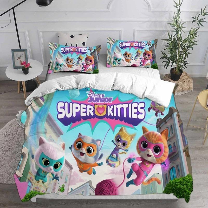 Набір постільної білизни Super Kitties Kittydale Набір постільних речей з мультяшним котом Дитяча підодіяльник Набір ковдри Постільна білизна Подарунки на день народження