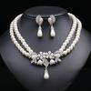 1 Set Bride Necklace Double Layer French Style Vintage Elegant Gift Hypoallergenic High Gloss Faux Pearl Women Earrings Wedding Jewelry