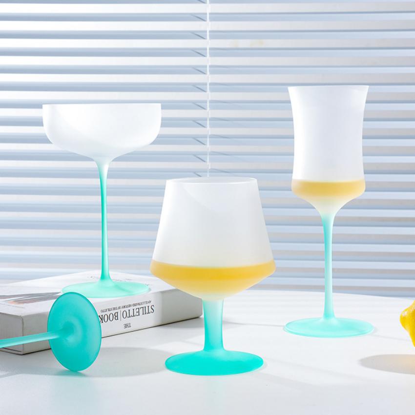 Gradient Candy Color Vintage Glasses French Retro Wine Goblet Ice Cream Cup Dessert Cocktail Martini Glass Drinkware Barware