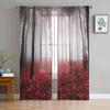 Autumn Maple Woods Sheer Curtain for Living Room Hall Wall Dress Up Home Window Supplies Pop Print Tulle Curtains