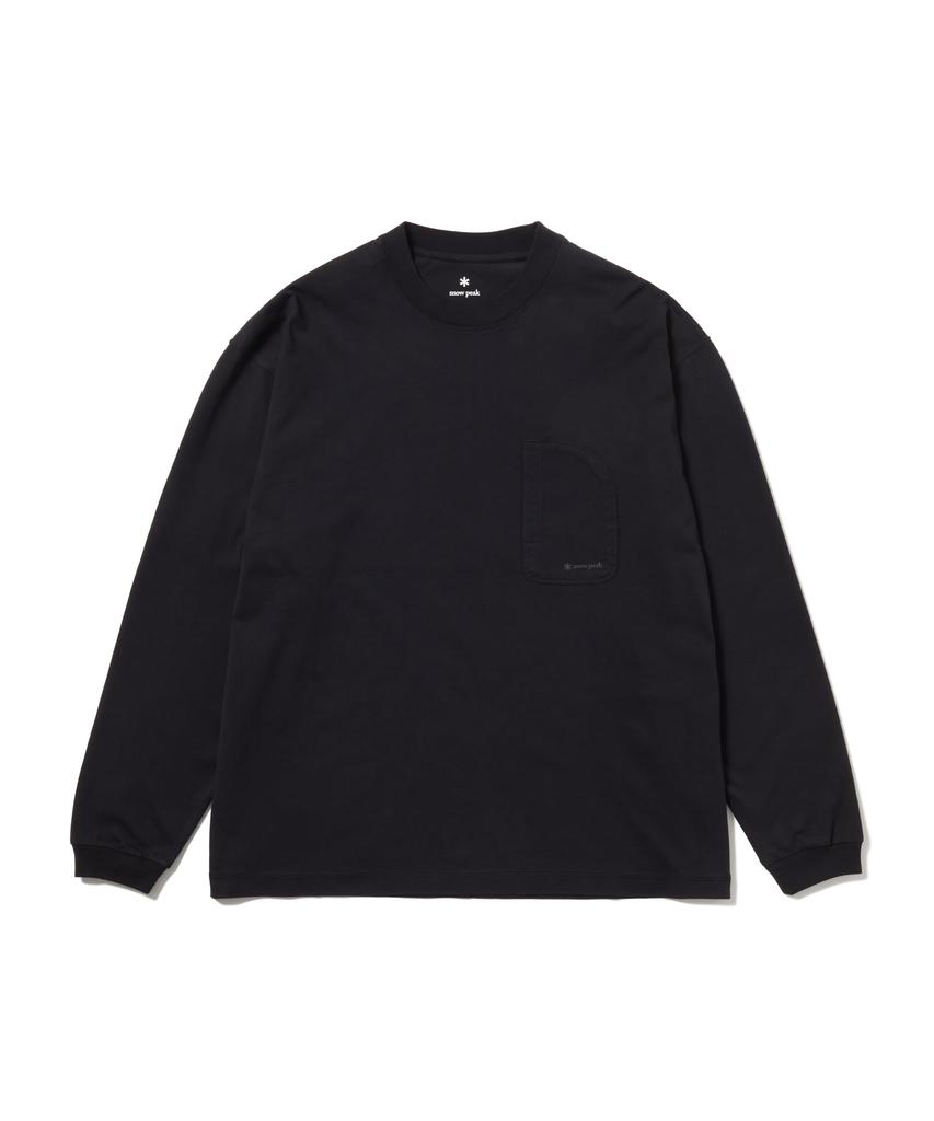 Snow Peak Organic Mercerized Long Sleeve T-Shirt CS-26SU005, Men's/Women's, BLACK, M