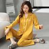 Pajamas women's spring and autumn 100% pure cotton long-sleeved plus size purple high-end autumn and winter cardigan loungewear two-piece set