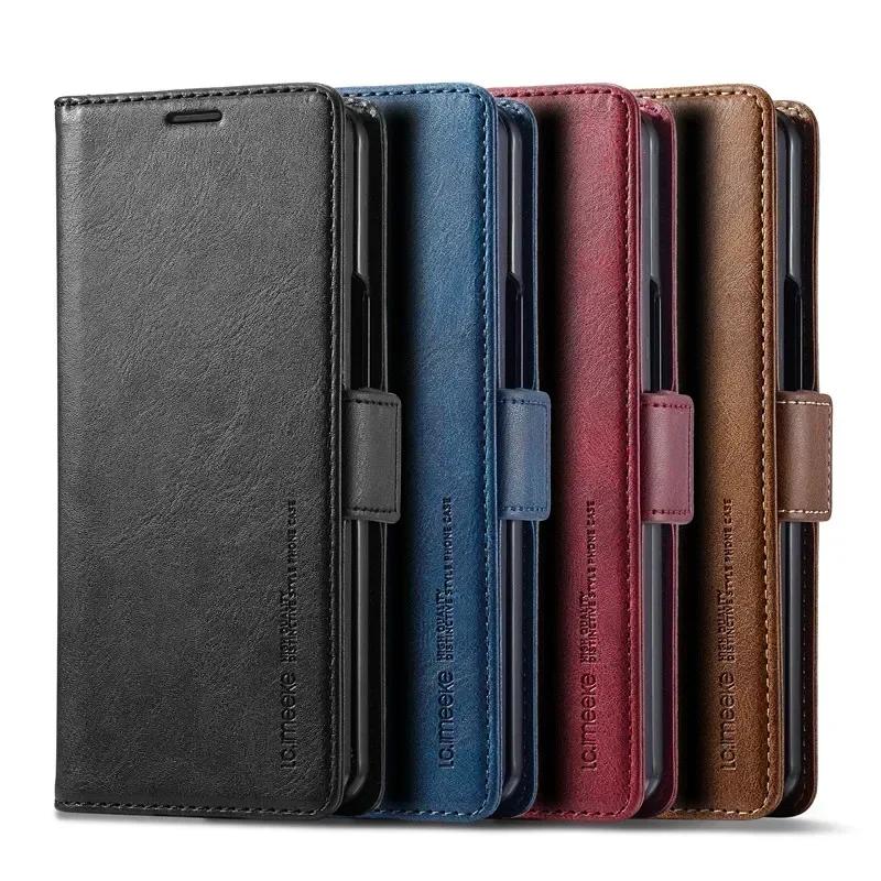 Luxury Business Sle Bla Fashion Magnetic Wallet Leather Phone Case for Samsung Galaxy Z Fold 3 4 5 6 7 Holder Pocket Back Cover