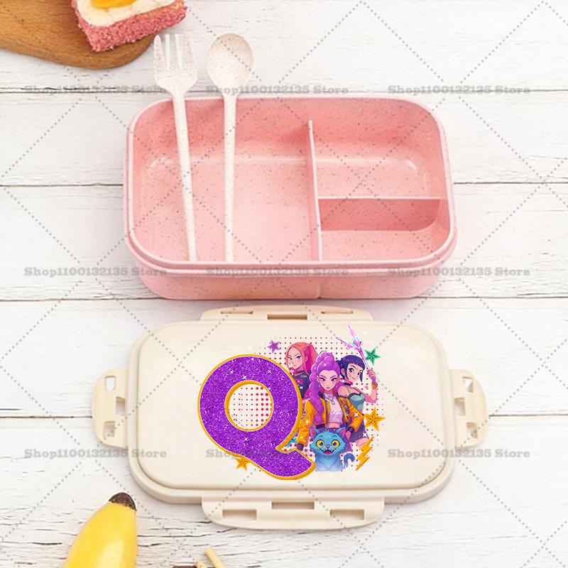 Kpop Demon Hunters Boy Girl Lunch Box Anime Portable Bento Boxs Student Hermetic Food Crisper Single Layer Capacity Kids Gift