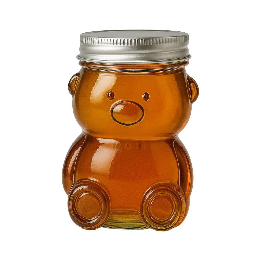 BARATTOLO DI VETRO 300ml ORSETTO con Coperchio per Miele, Marmellata, Spezie, Barattolo Regalo